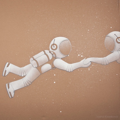 Gravity. 2012 Spraylack and Stencil on Cardboard